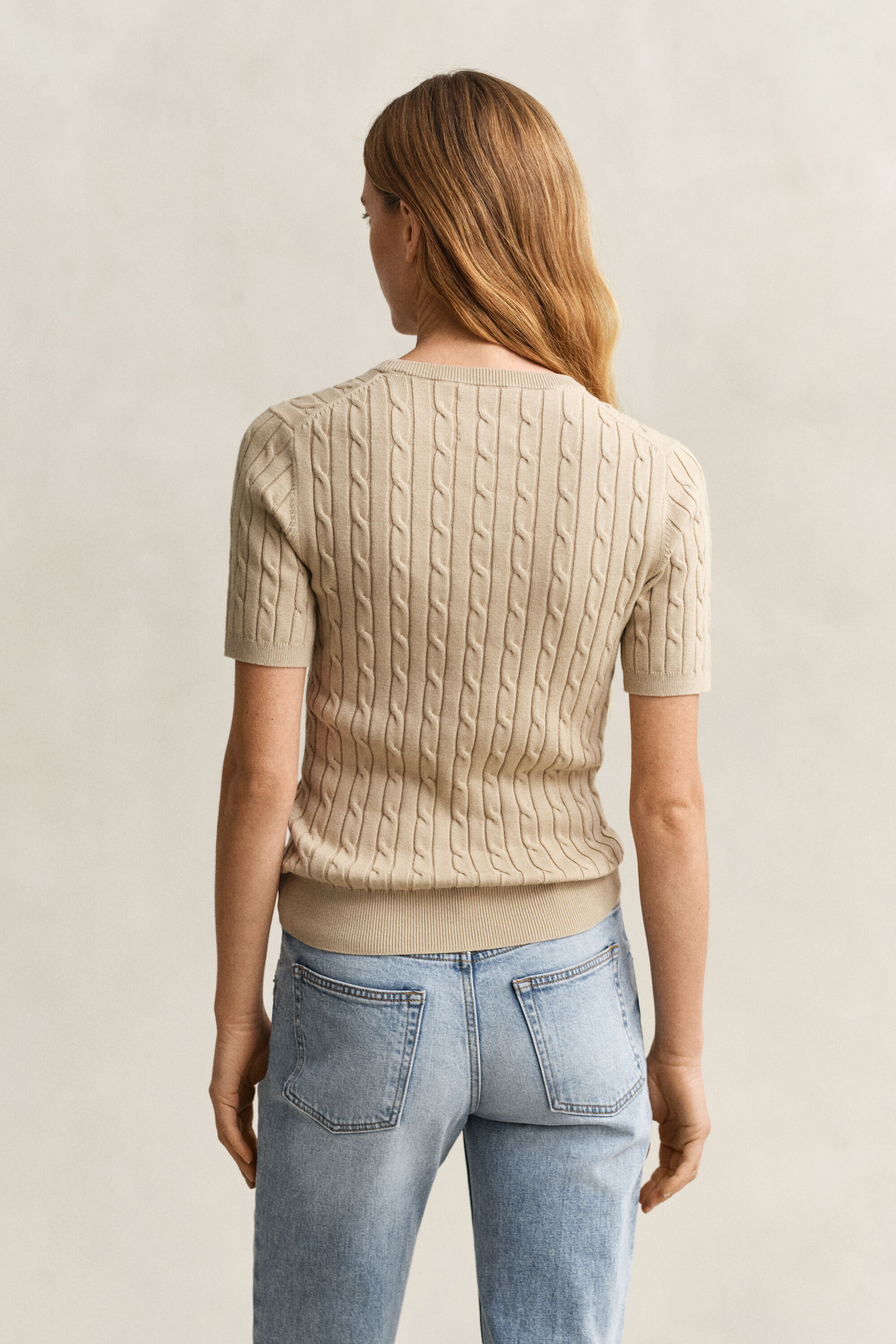Cable Knit Short Sleeve Sweater