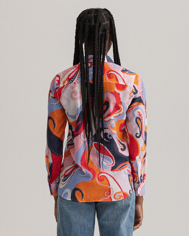 Regular Fit Paisley Cotton Silk Shirt