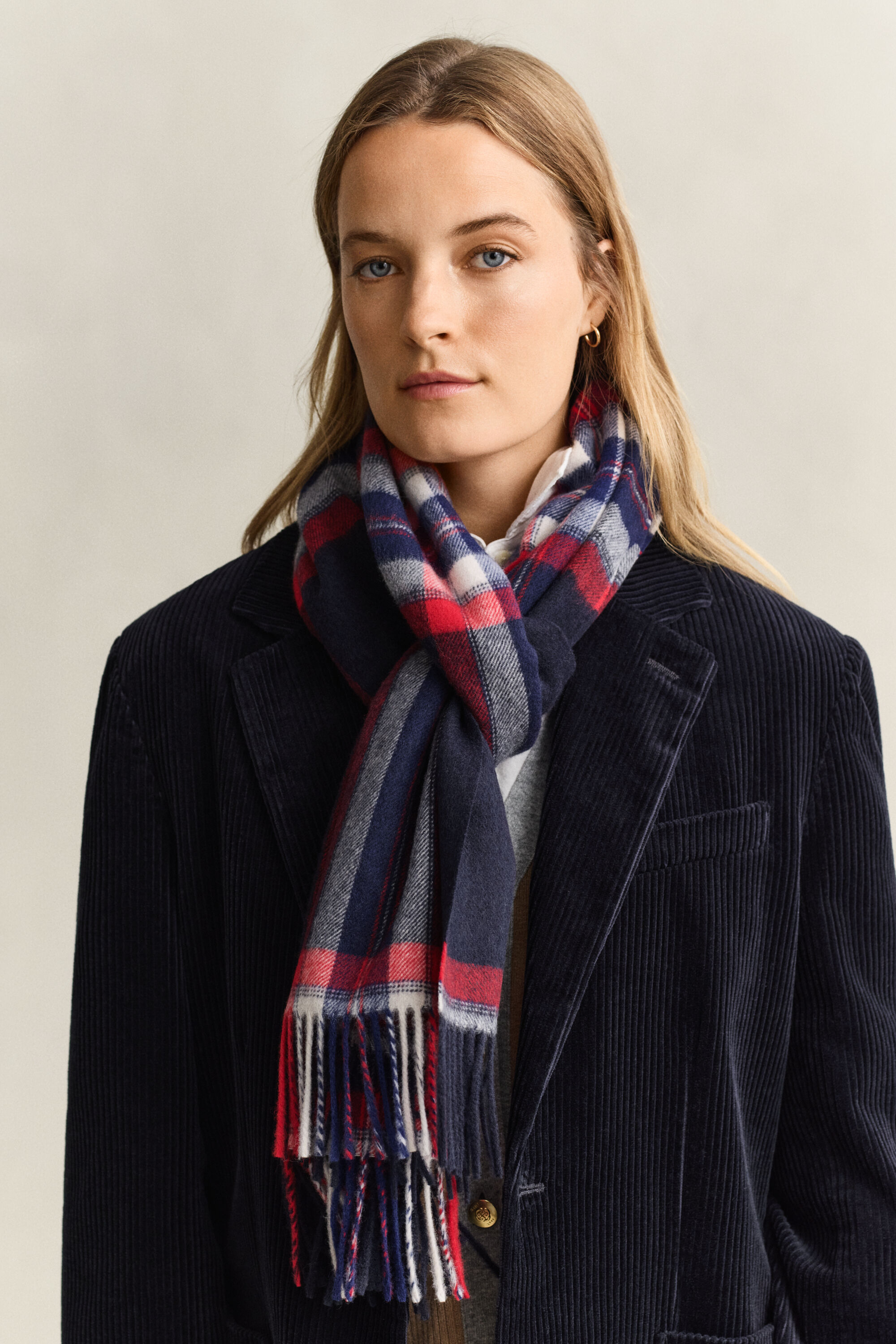 Tartan Wool Scarf — EVENING BLUE