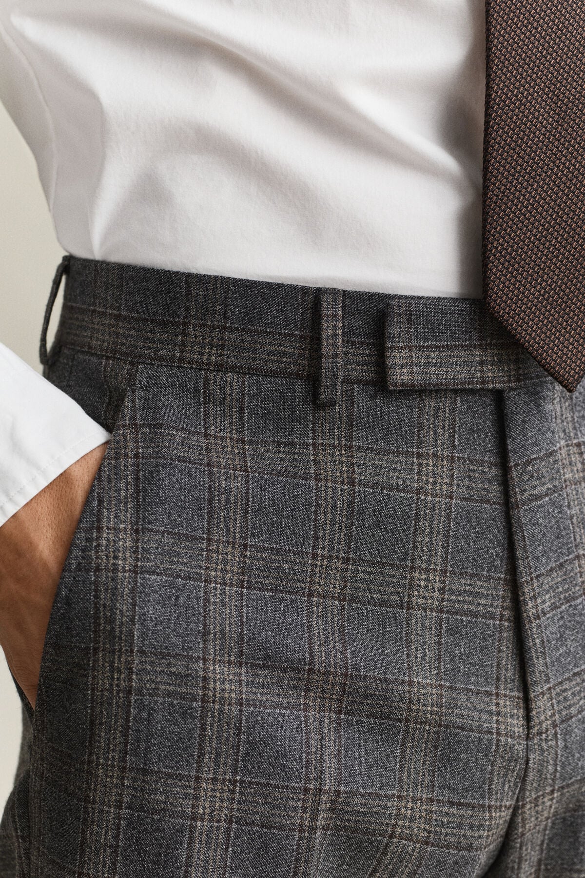Clen Check Suit Pants — CERAMIC GREY MELANGE