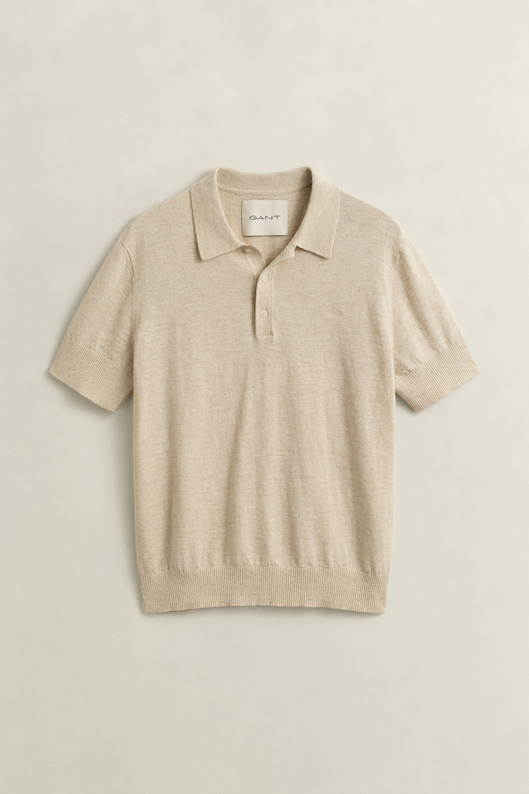 Slub Cotton Blend Short Sleeve Polo Sweater