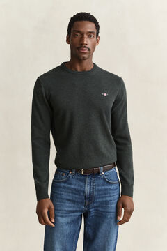 Lambswool Crew Neck Sweater — DARK MOSS GREEN 4