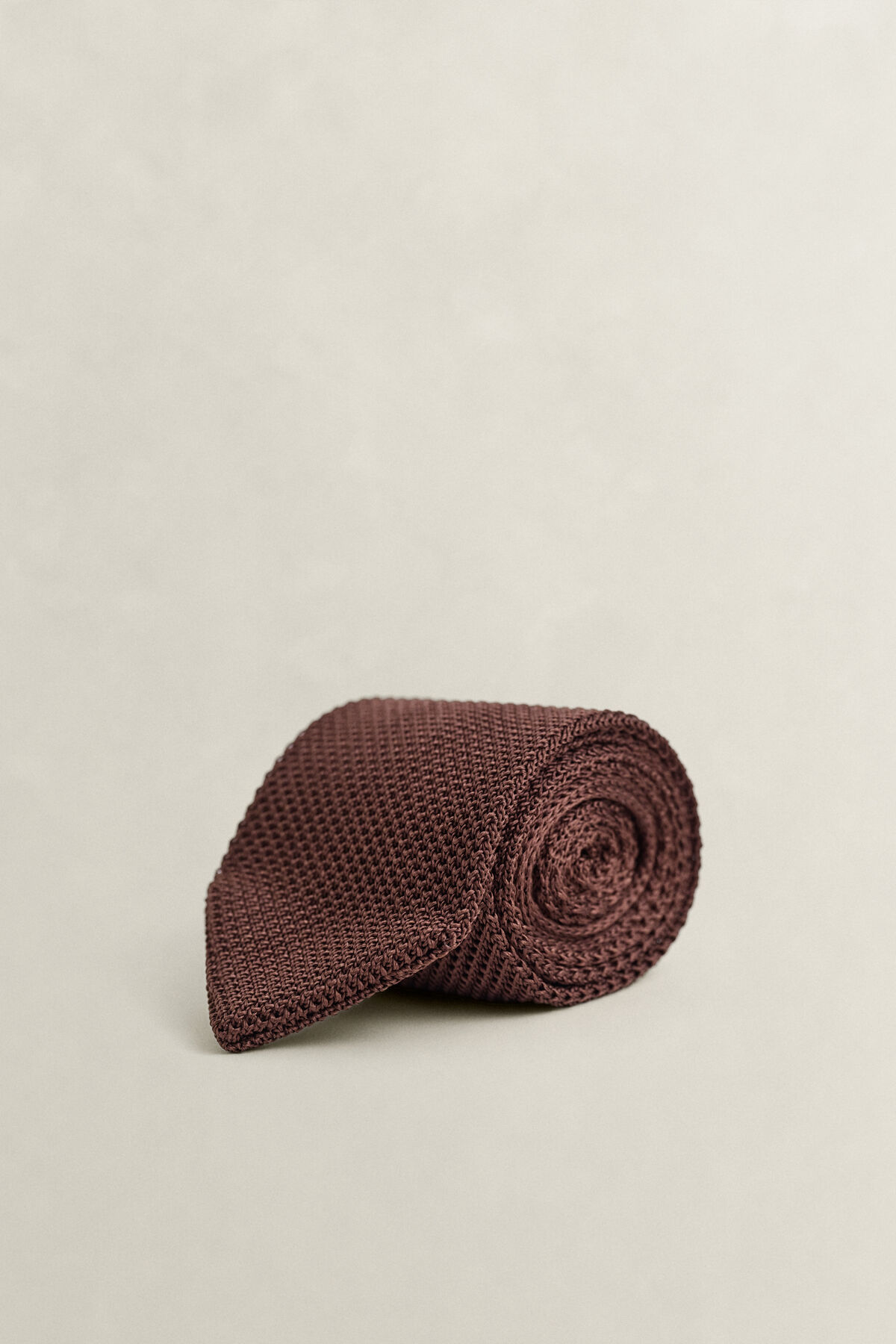 Knitted Silk Tie — SHADOW BROWN