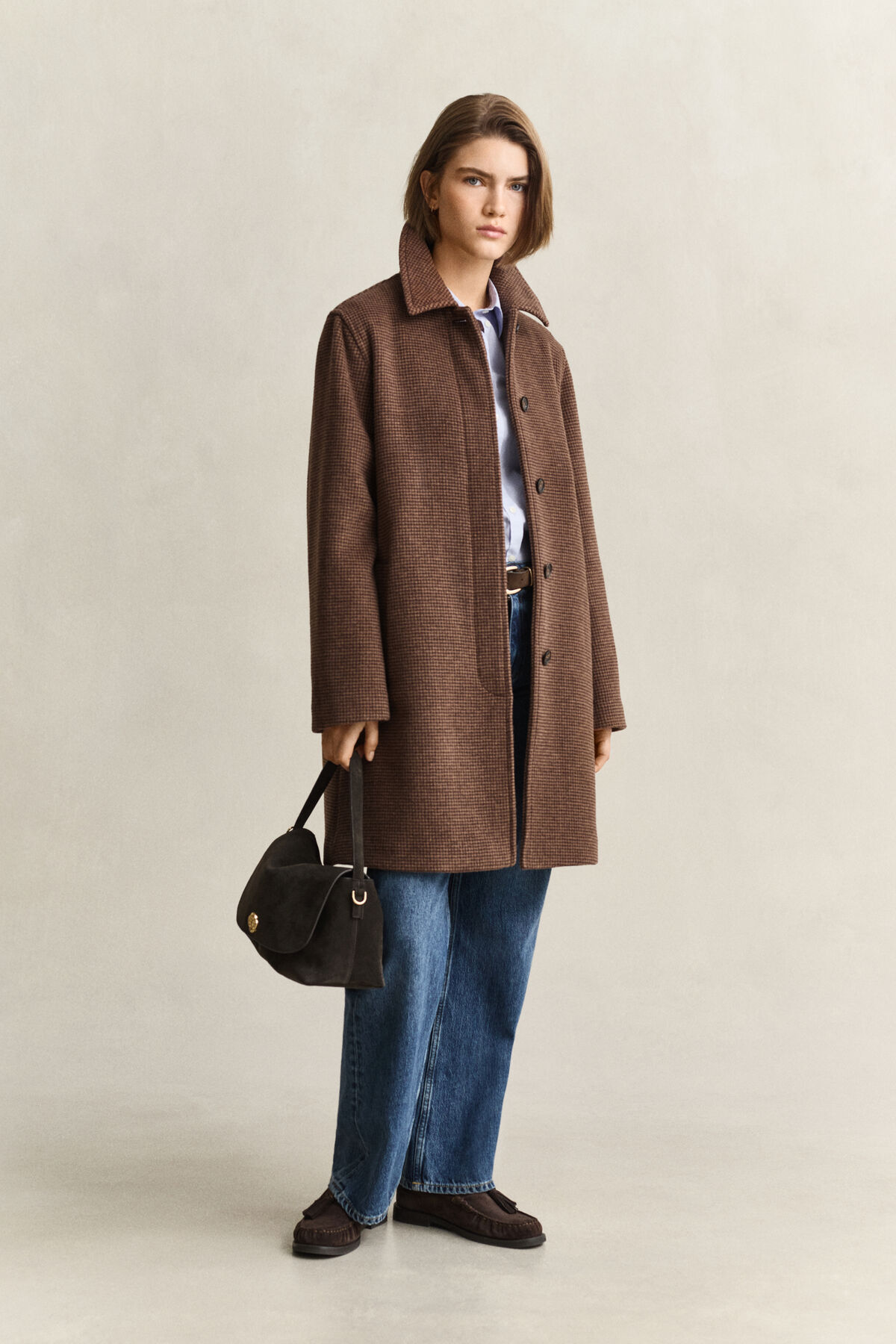Wool Blend Car Coat — DEEP BROWN