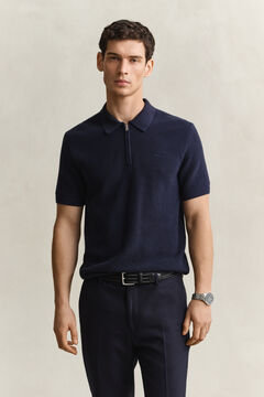 Ribbed Cotton Polo Sweater — EVENING BLUE 4