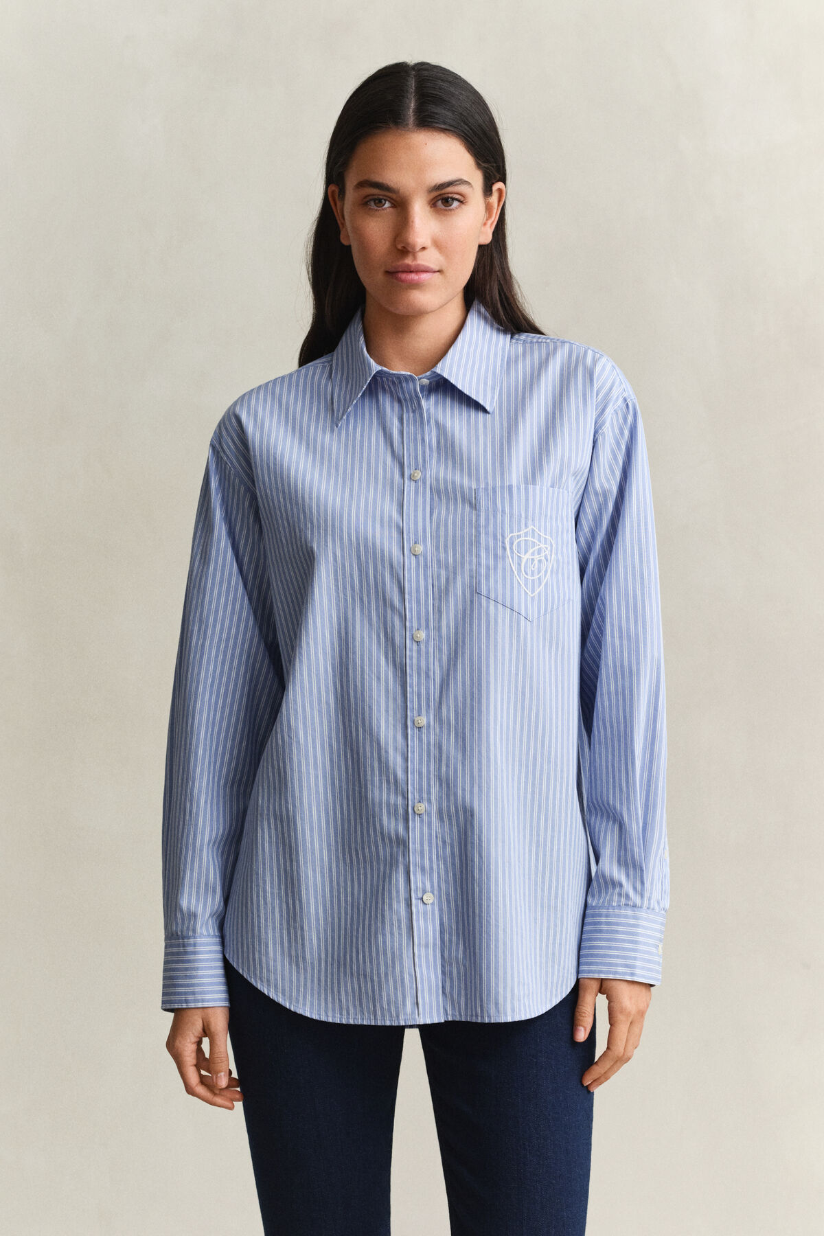 Relaxed Fit Striped Classic Poplin Shirt — MISTY LAVENDER