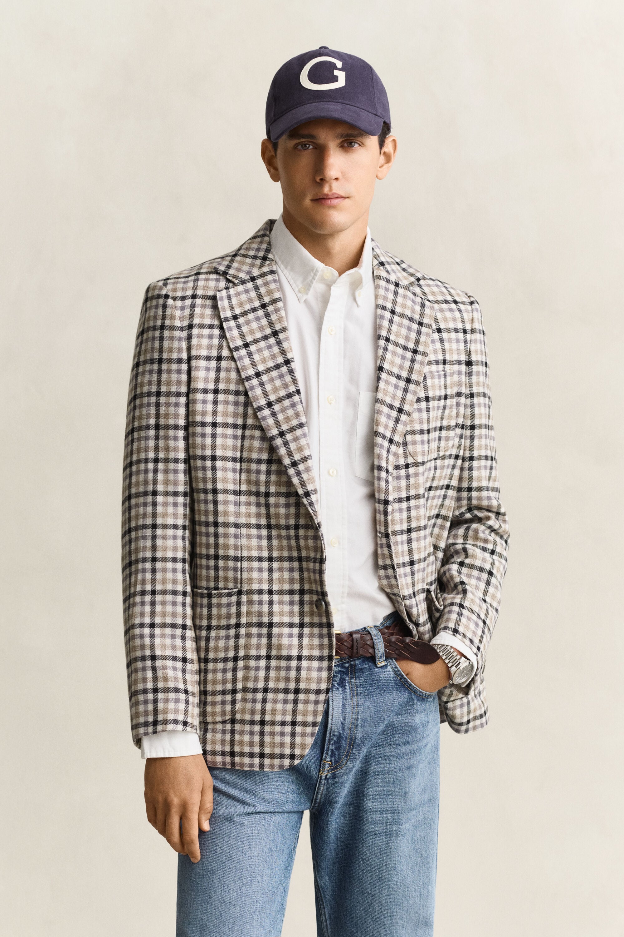 Wool Linen Check Blazer