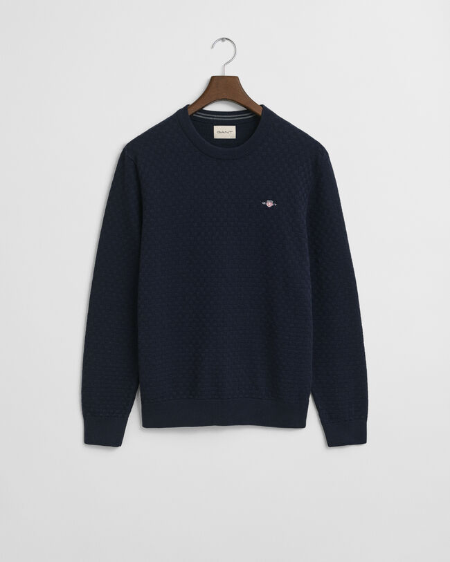 Micro Textured Crew Neck Sweater