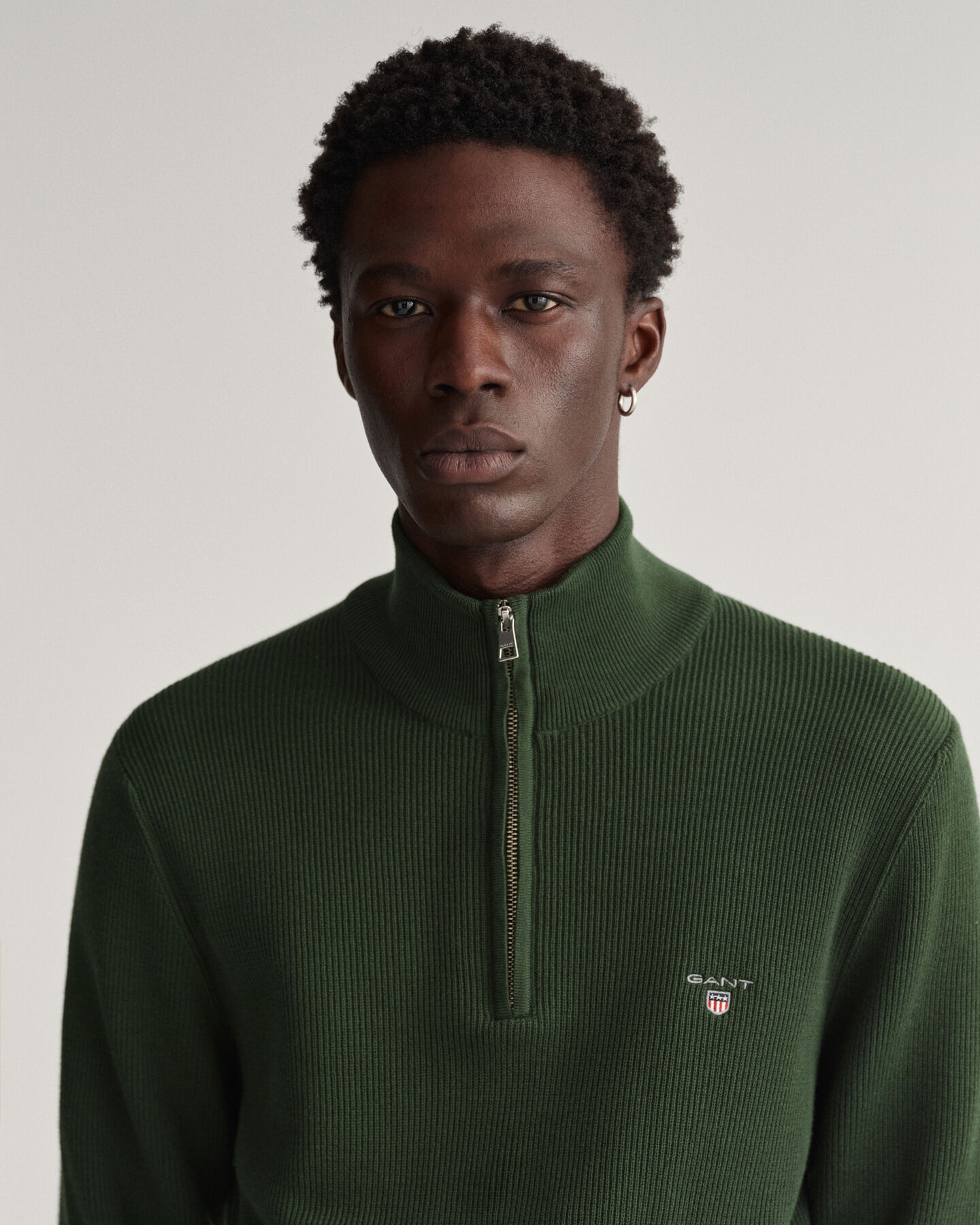 Rib Texture Half-Zip Sweater