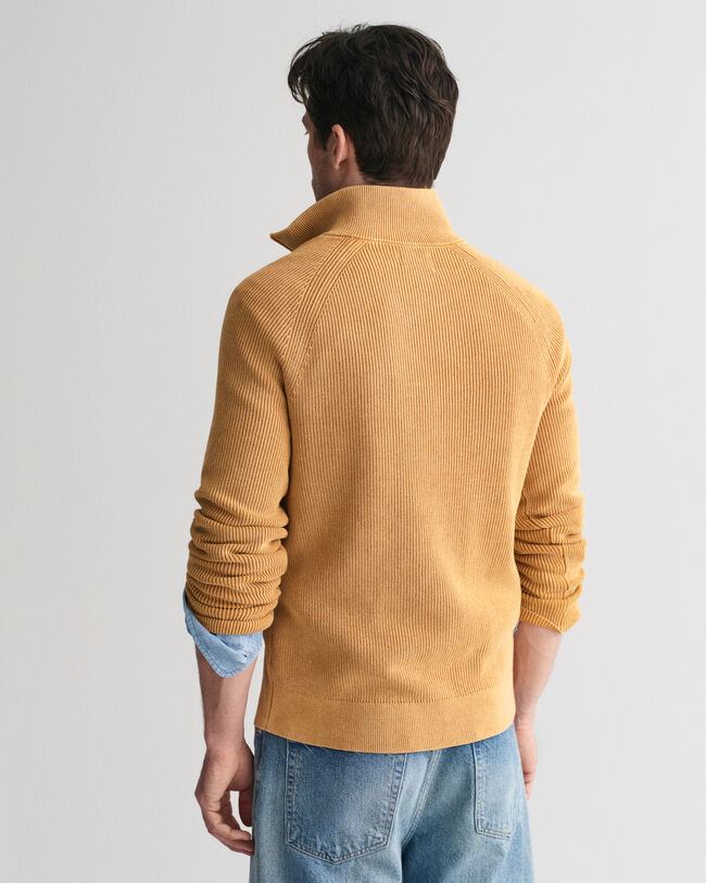 Washed Ribbed Half-Zip Sweater