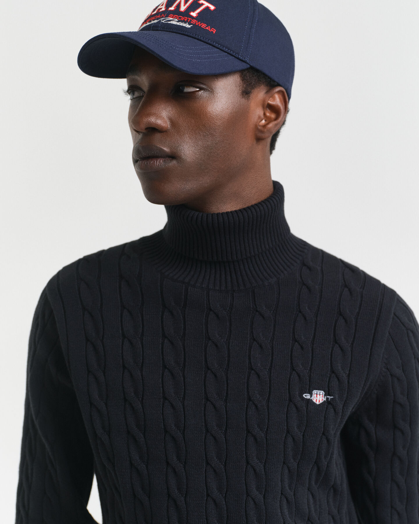 Cotton Cable Knit Turtleneck Sweater