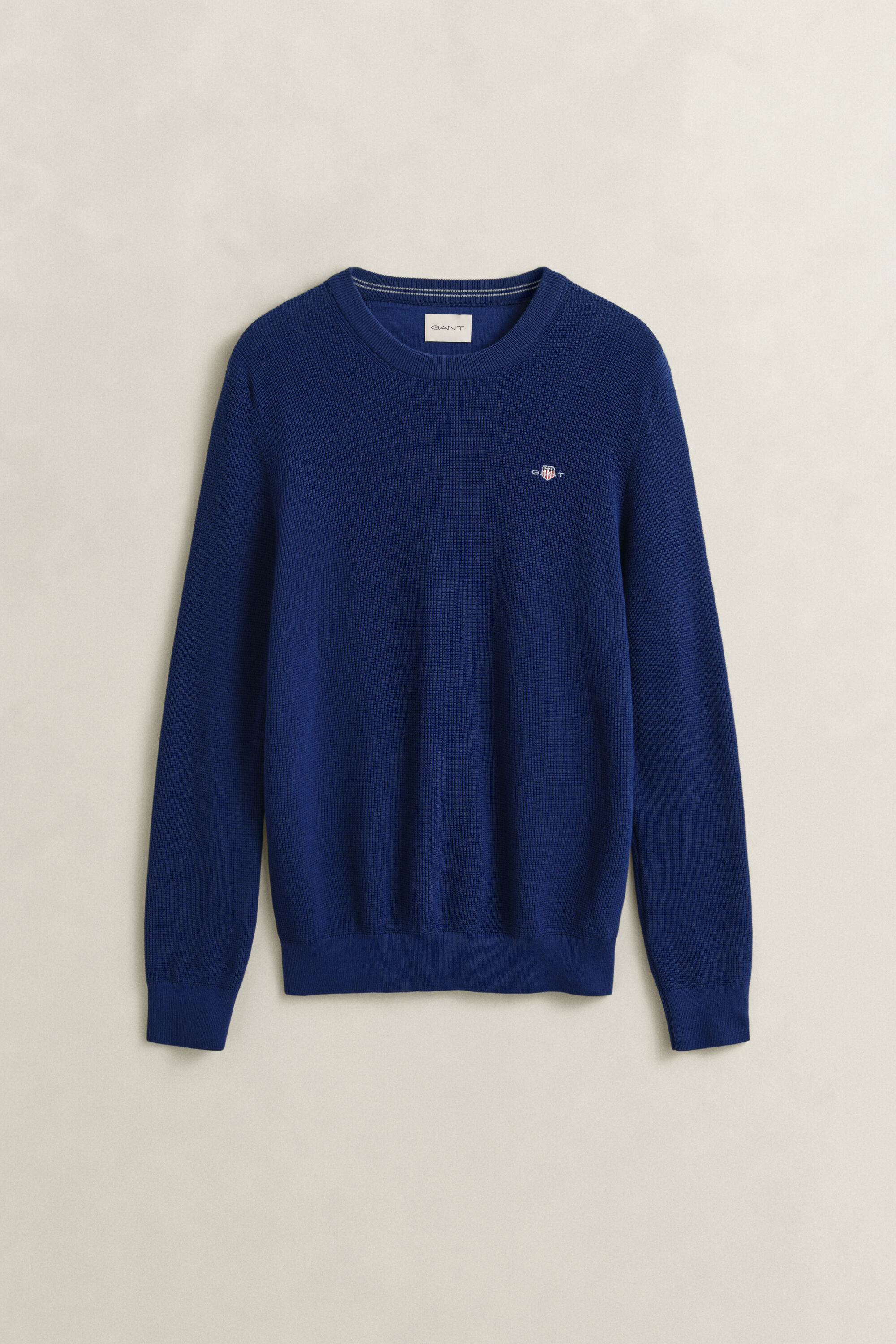 Textured Cotton Crew Neck Sweater