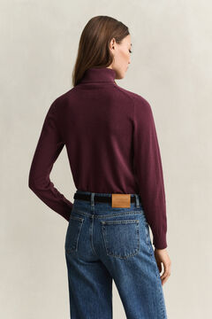 Wool Cotton Turtleneck Sweater — DARKENED WINE 2
