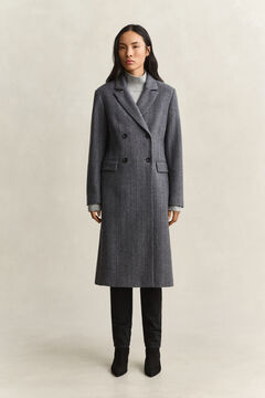 Striped Wool Blend Coat — CHARCOAL MELANGE 6