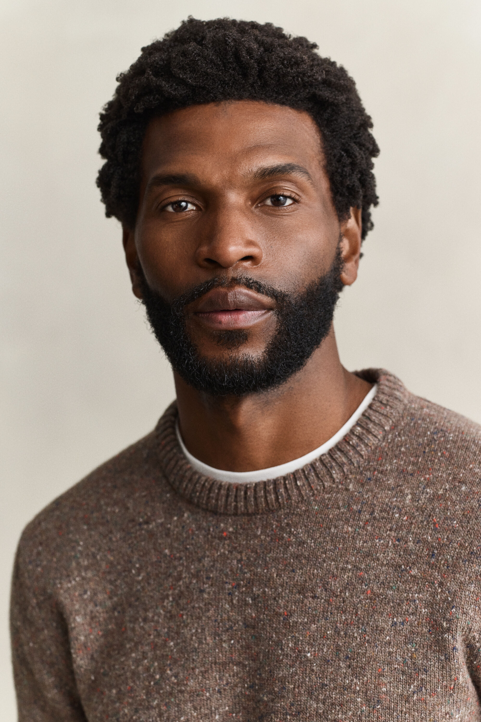 Wool Blend Nepps Crew Neck Sweater