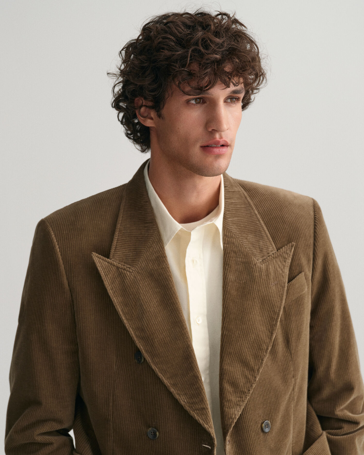 Double-Breasted Corduroy Suit Blazer