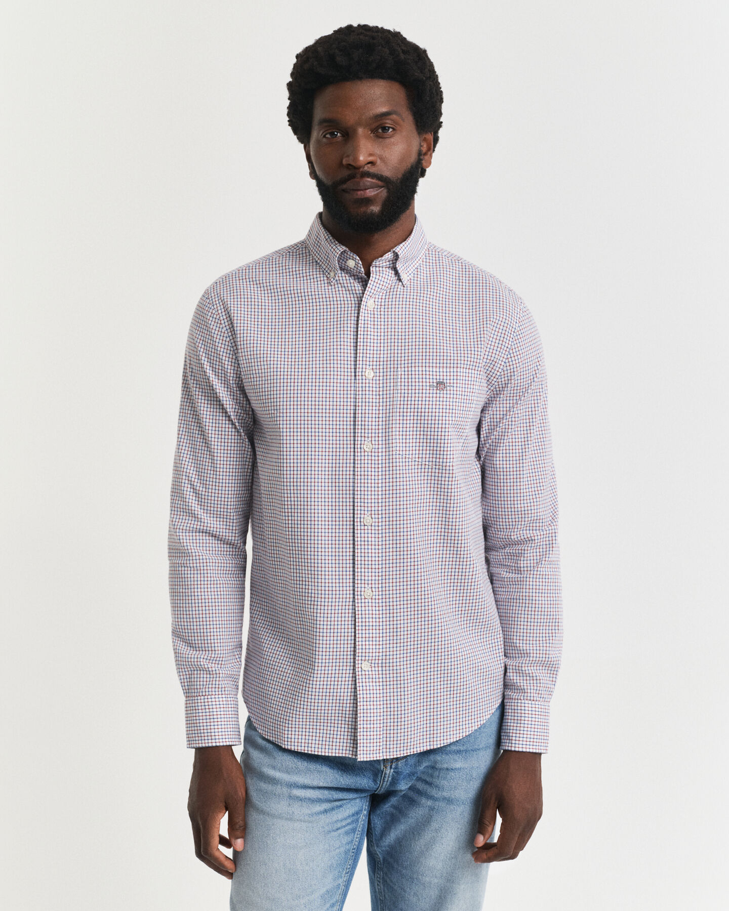 Regular Fit Micro Checked Classic Poplin Shirt