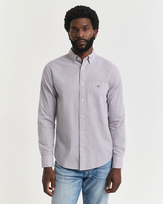 Regular Fit Micro Checked Classic Poplin Shirt