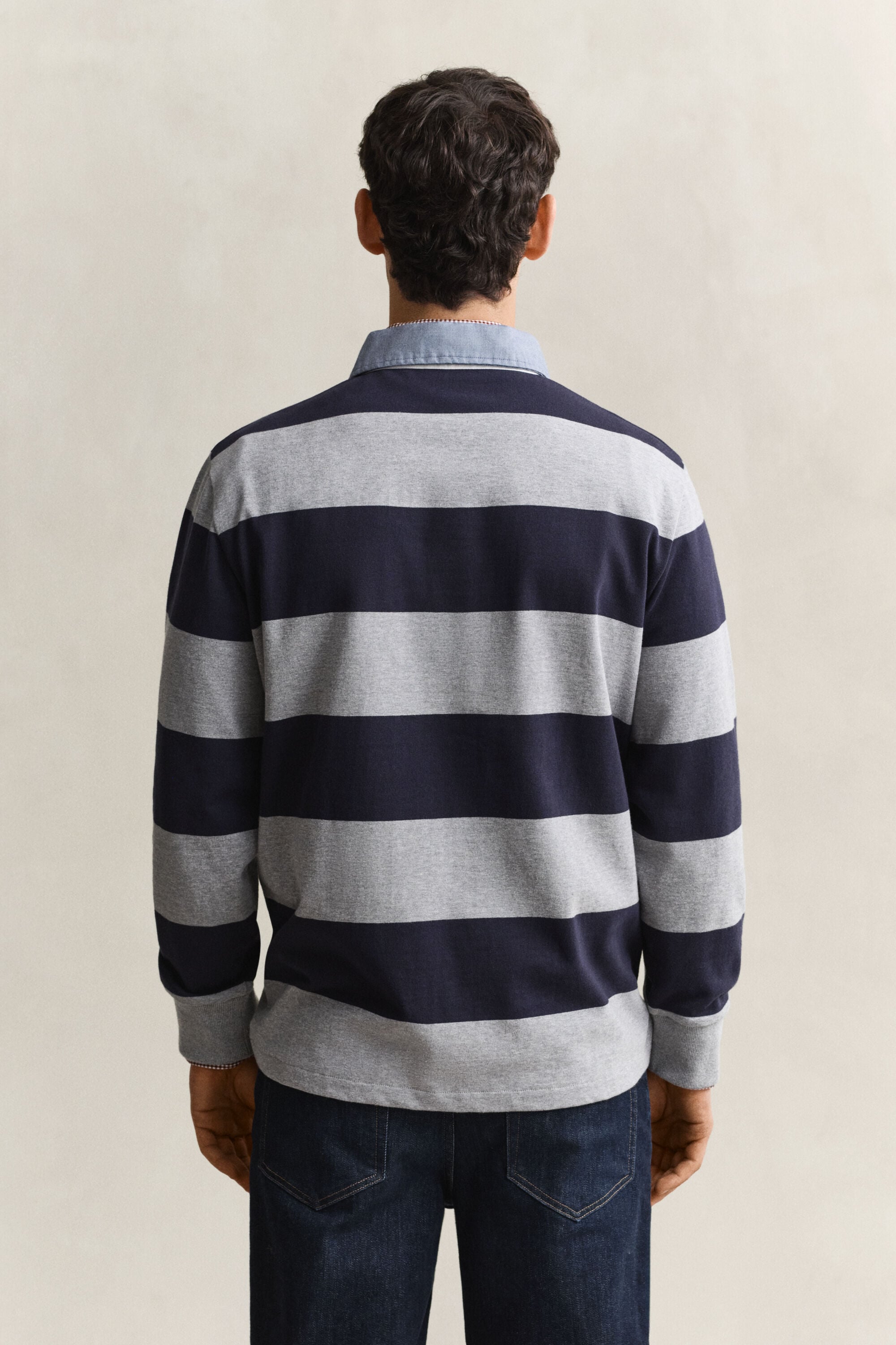 Chambray Collar Striped Heavy Rugger