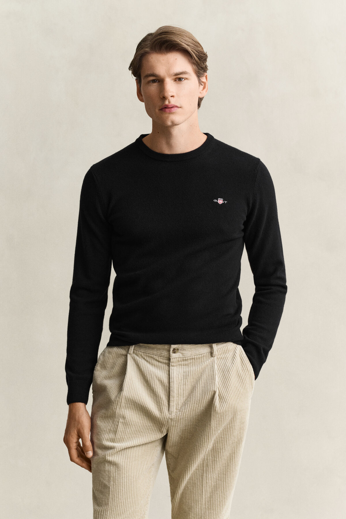 Lambswool Crew Neck Sweater — BLACK