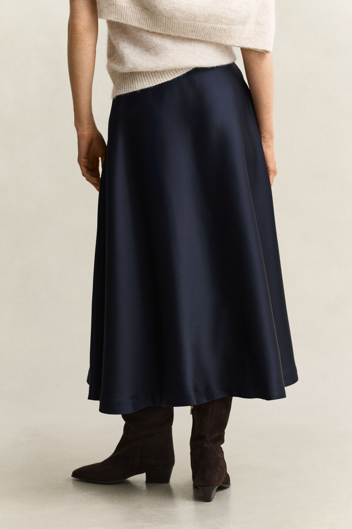 Volume Satin Skirt — EVENING BLUE
