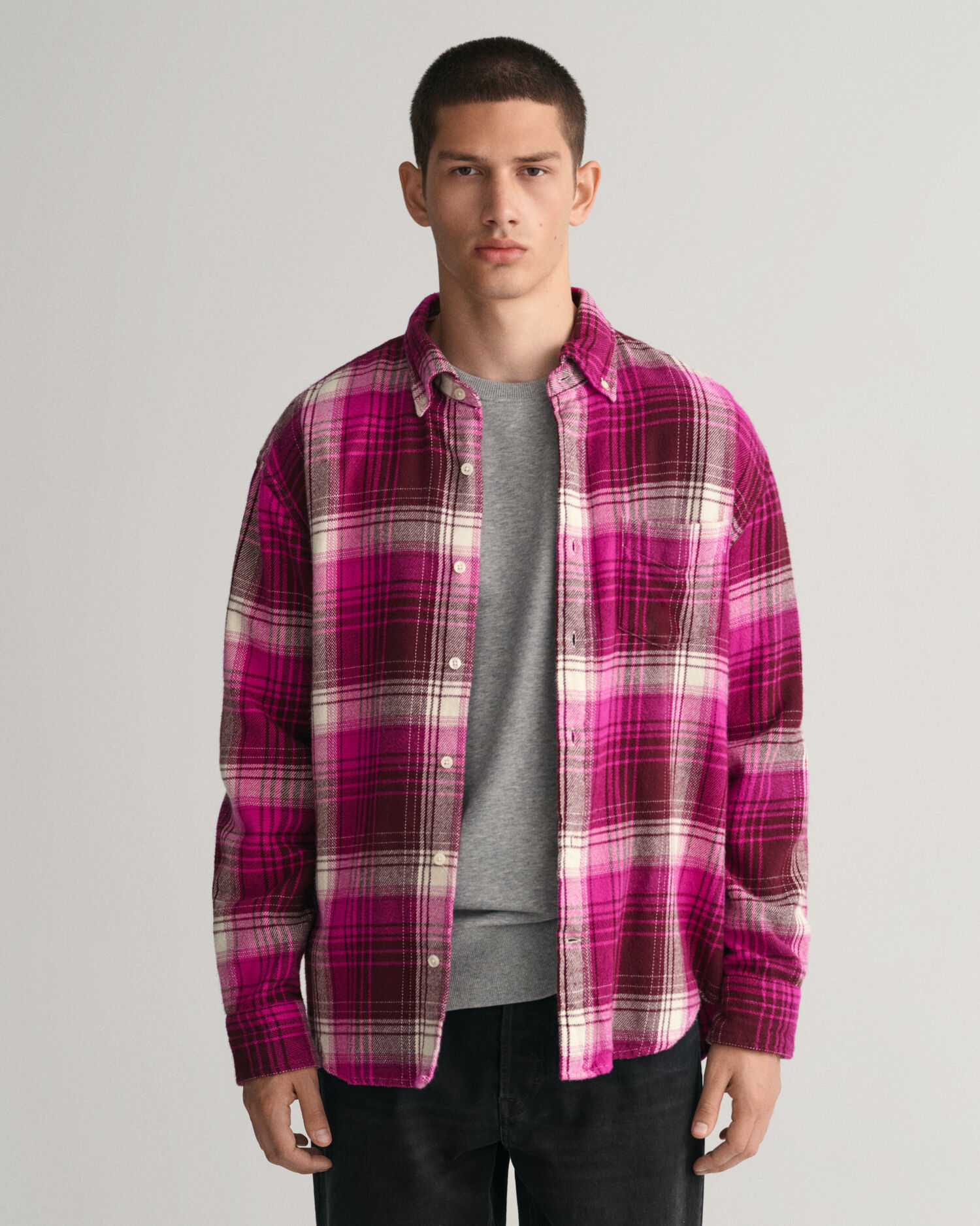 Relaxed Fit Checked Heavy Flannel Shirt