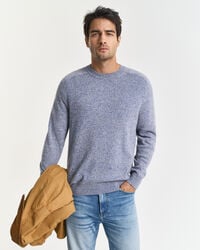 Wool Blend Mouliné Crew Neck Sweater