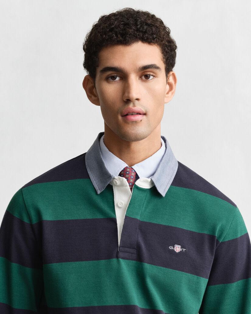 Chambray Collar Striped Heavy Rugger