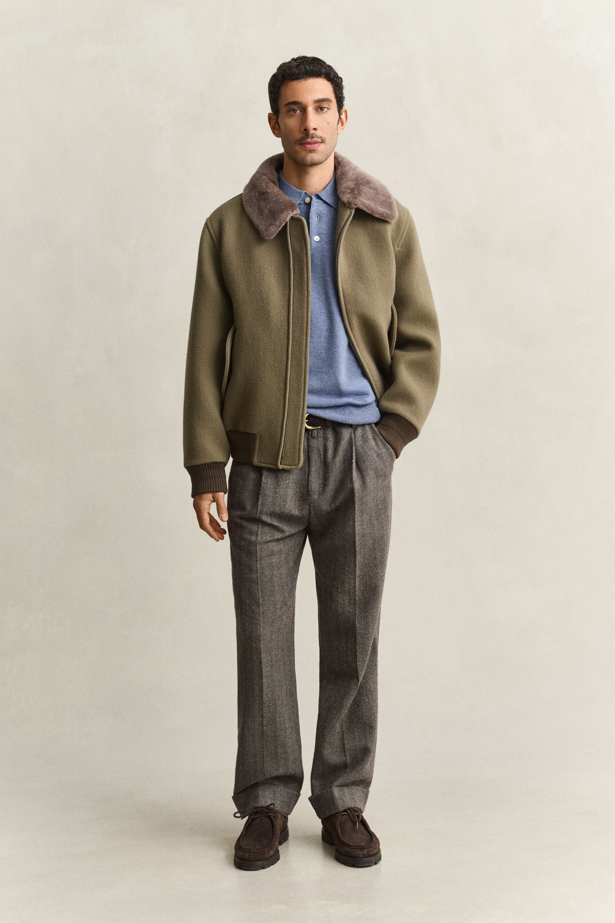 Superfine Lambswool Polo Sweater — BLUE HORIZON