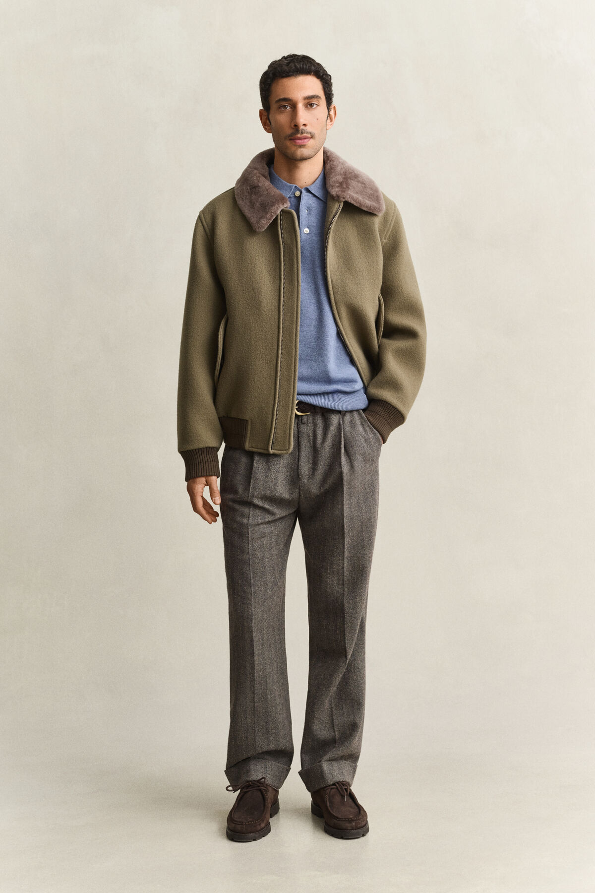 Superfine Lambswool Polo Sweater — BLUE HORIZON