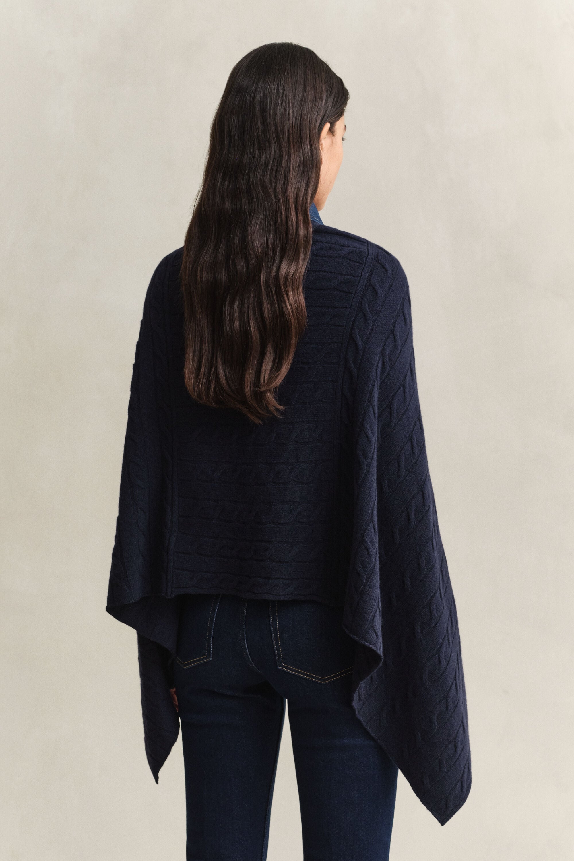 Wool Cable Knit Poncho