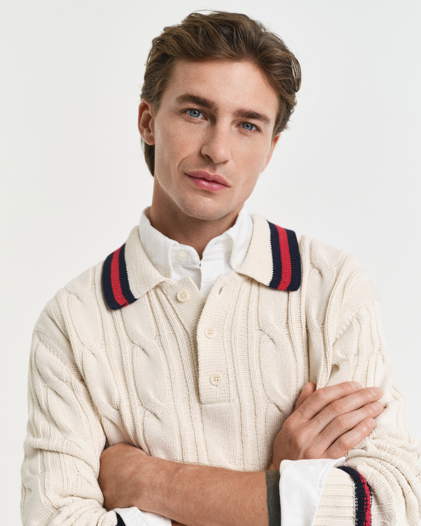 Cable Knit Polo Sweater