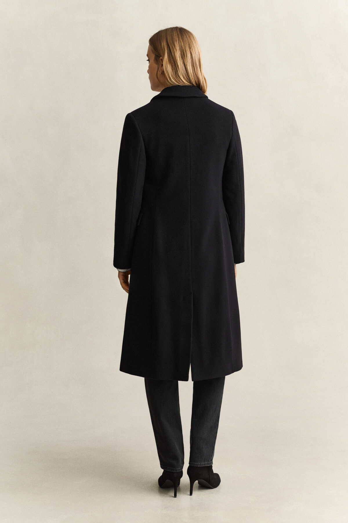 Wool Cashmere Blend Coat — BLACK