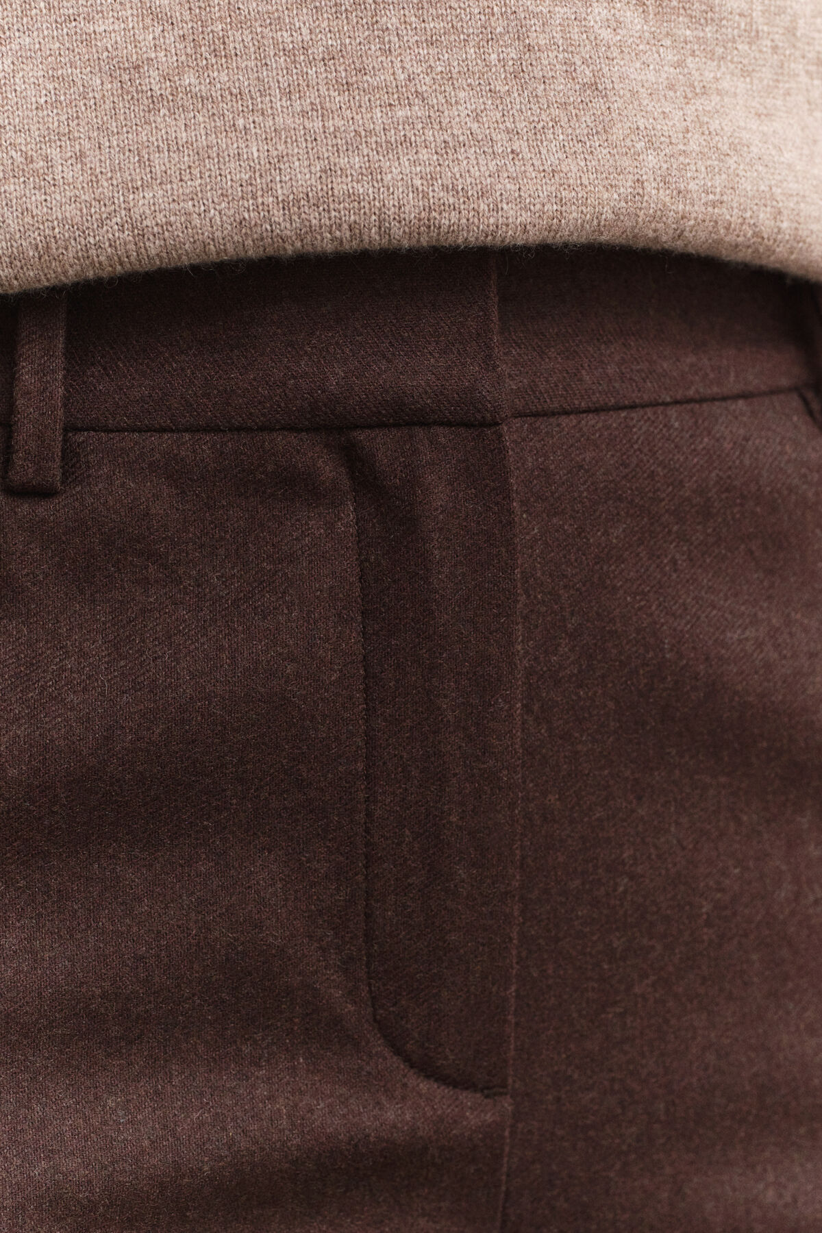 Slim Flared Flannel Pants — DEEP BROWN