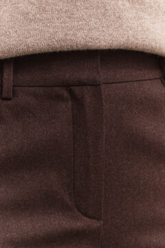 Slim Flared Flannel Pants — DEEP BROWN 4