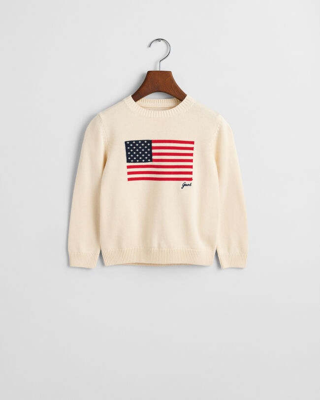 Kids Flag Knit Crew Neck Sweater