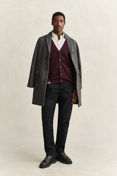 Lambswool V-Neck Cardigan — DARKENED WINE 5