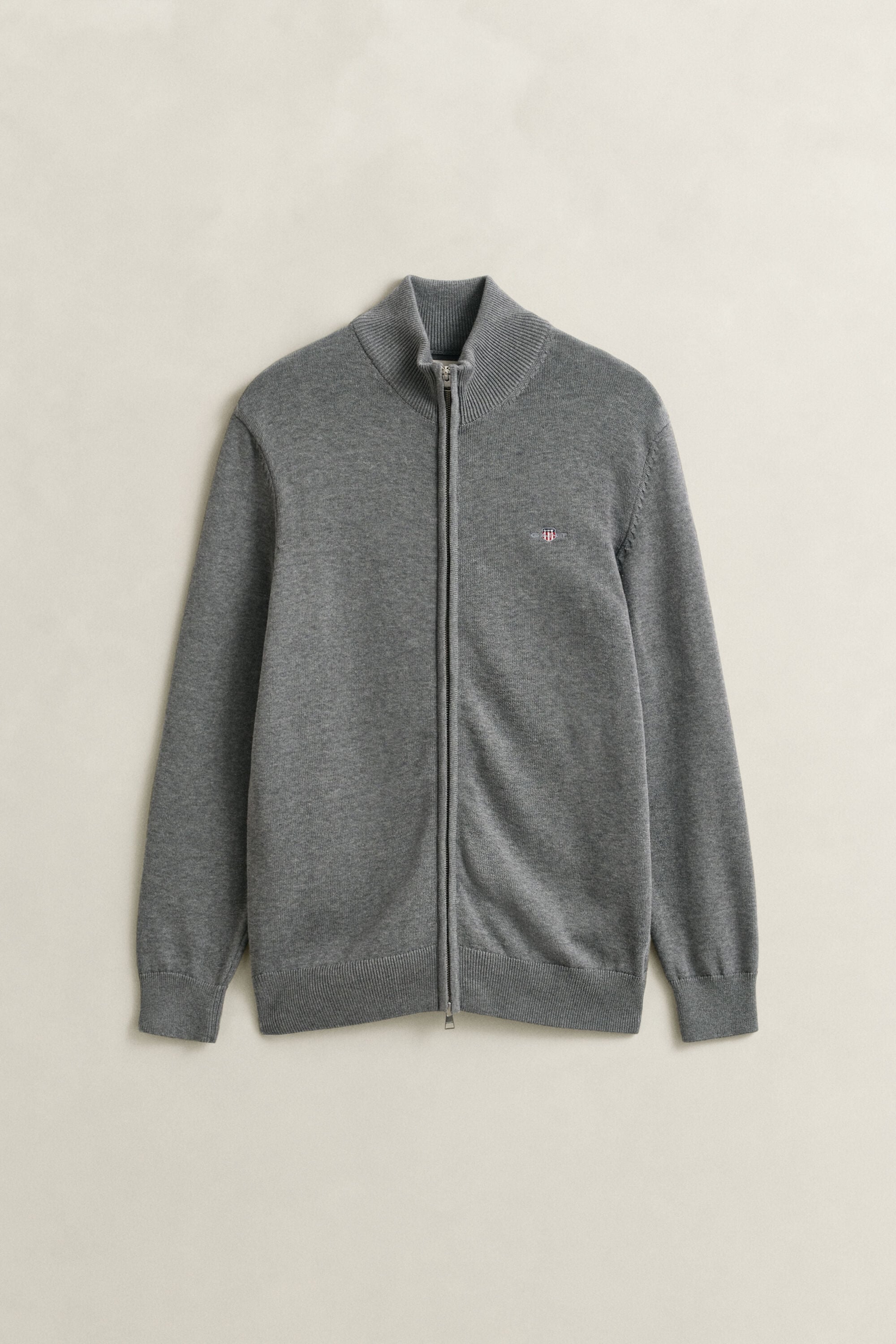 Casual Cotton Zip Cardigan — DARK GREY MELANGE