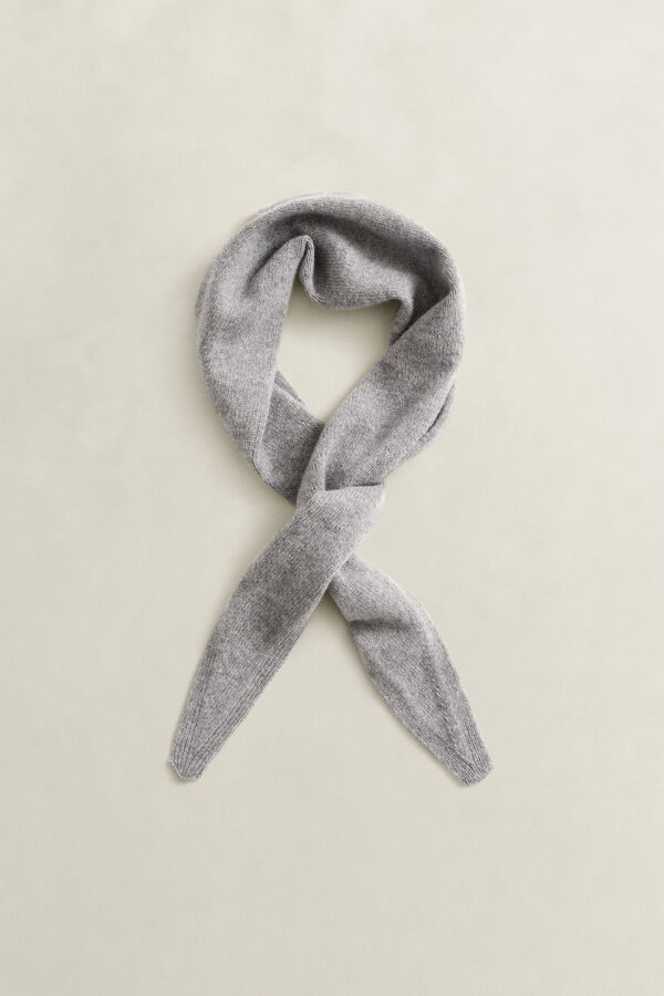 Wool Cashmere Triangle Scarf — GREY MELANGE