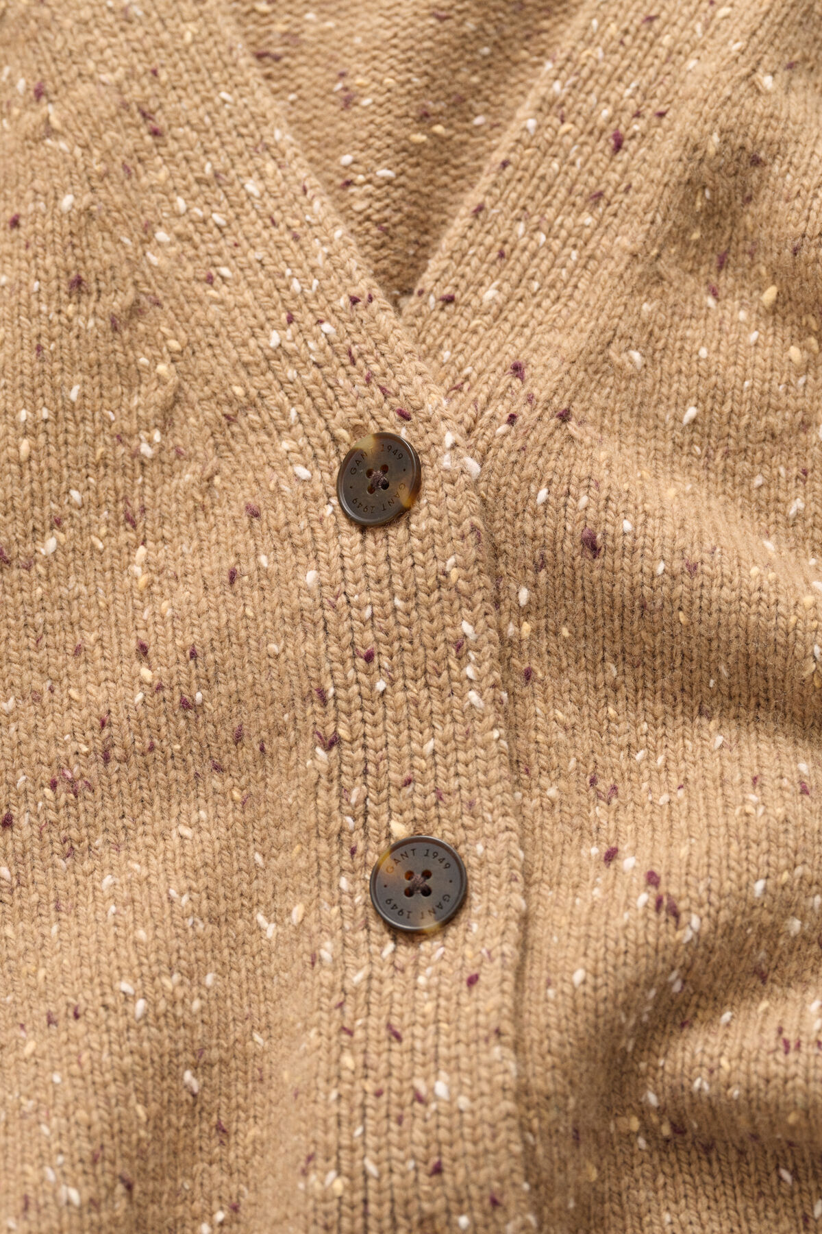 Wool Blend Nepps Cardigan — WARM KHAKI
