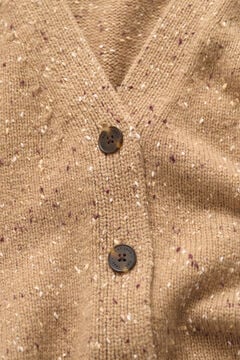 Wool Blend Nepps Cardigan — WARM KHAKI 3