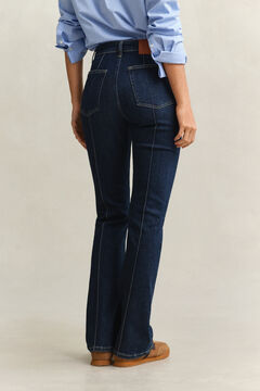Slim Flared Pintuck Jeans — DARK BLUE BROKEN IN 2