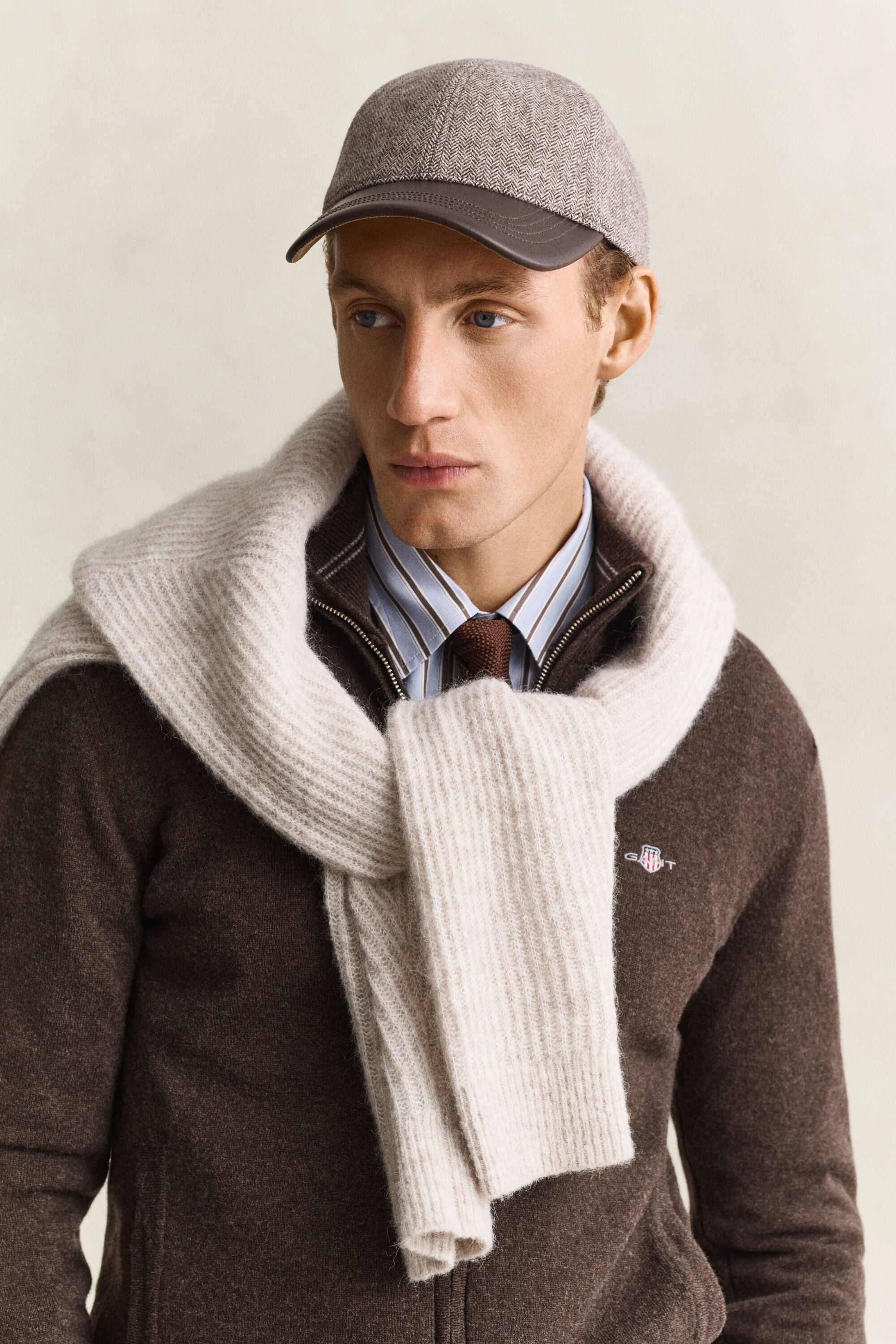Leather Visor Wool Blend Cap
