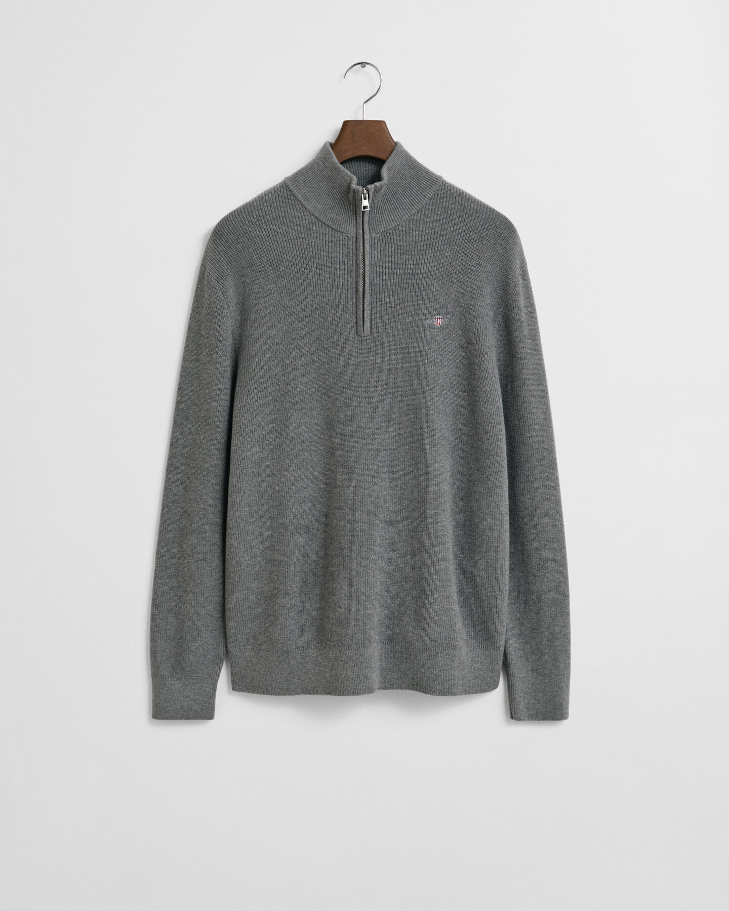 Ribbed Cotton Merino Wool Half-Zip Sweater