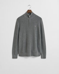 Ribbed Cotton Merino Wool Half-Zip Sweater