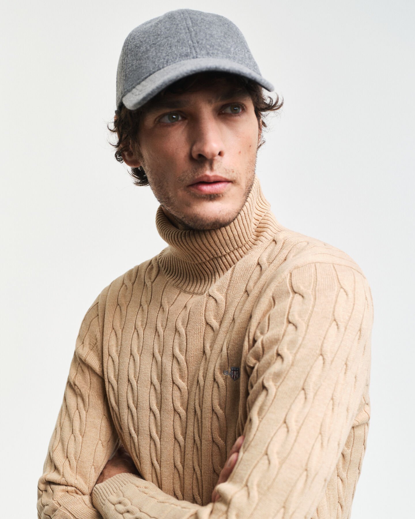 Cotton Cable Knit Turtleneck Sweater