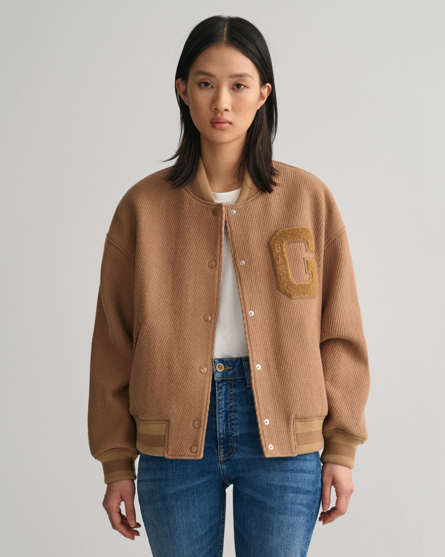 運営する公式通販サイト Dime Letterman Wool Jacket Almond