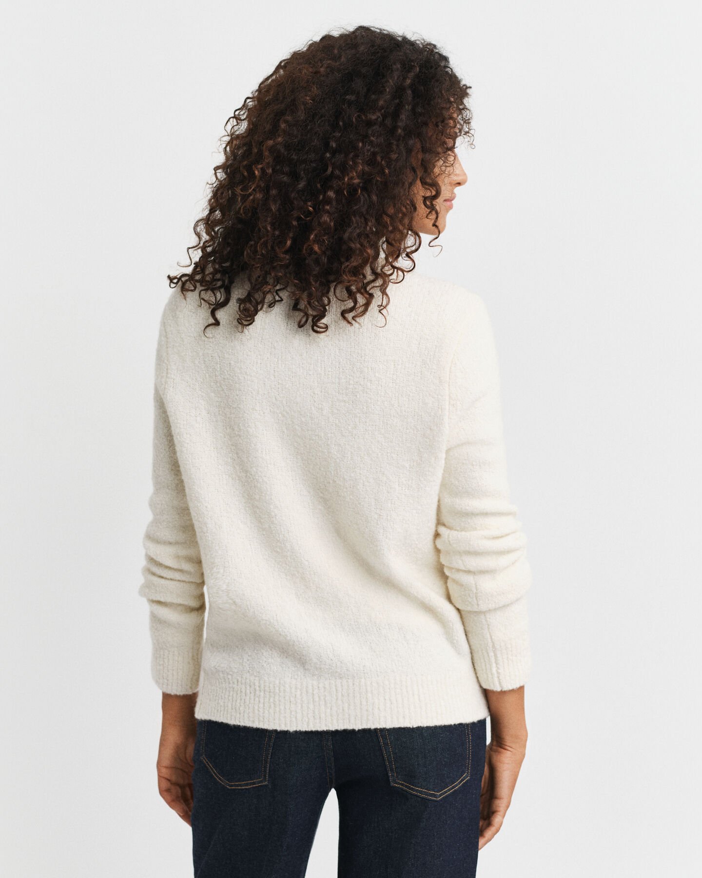 Bouclé Crew Neck Cardigan