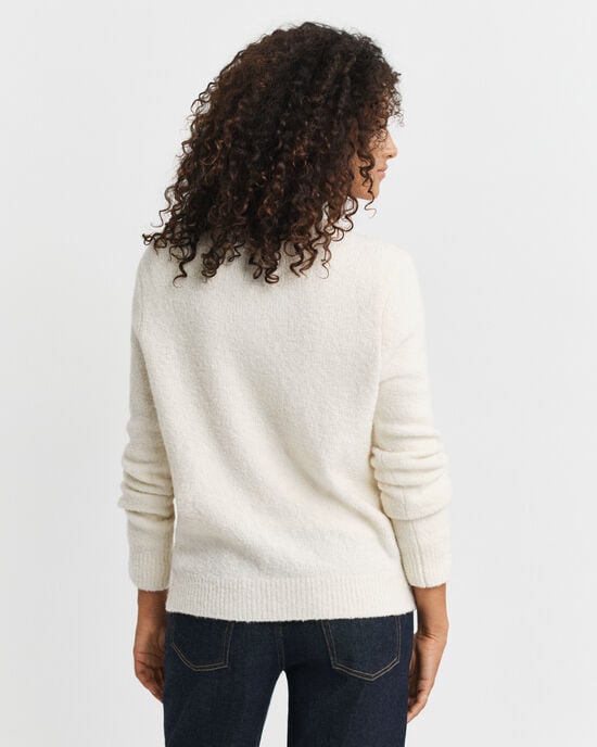 Bouclé Crew Neck Cardigan