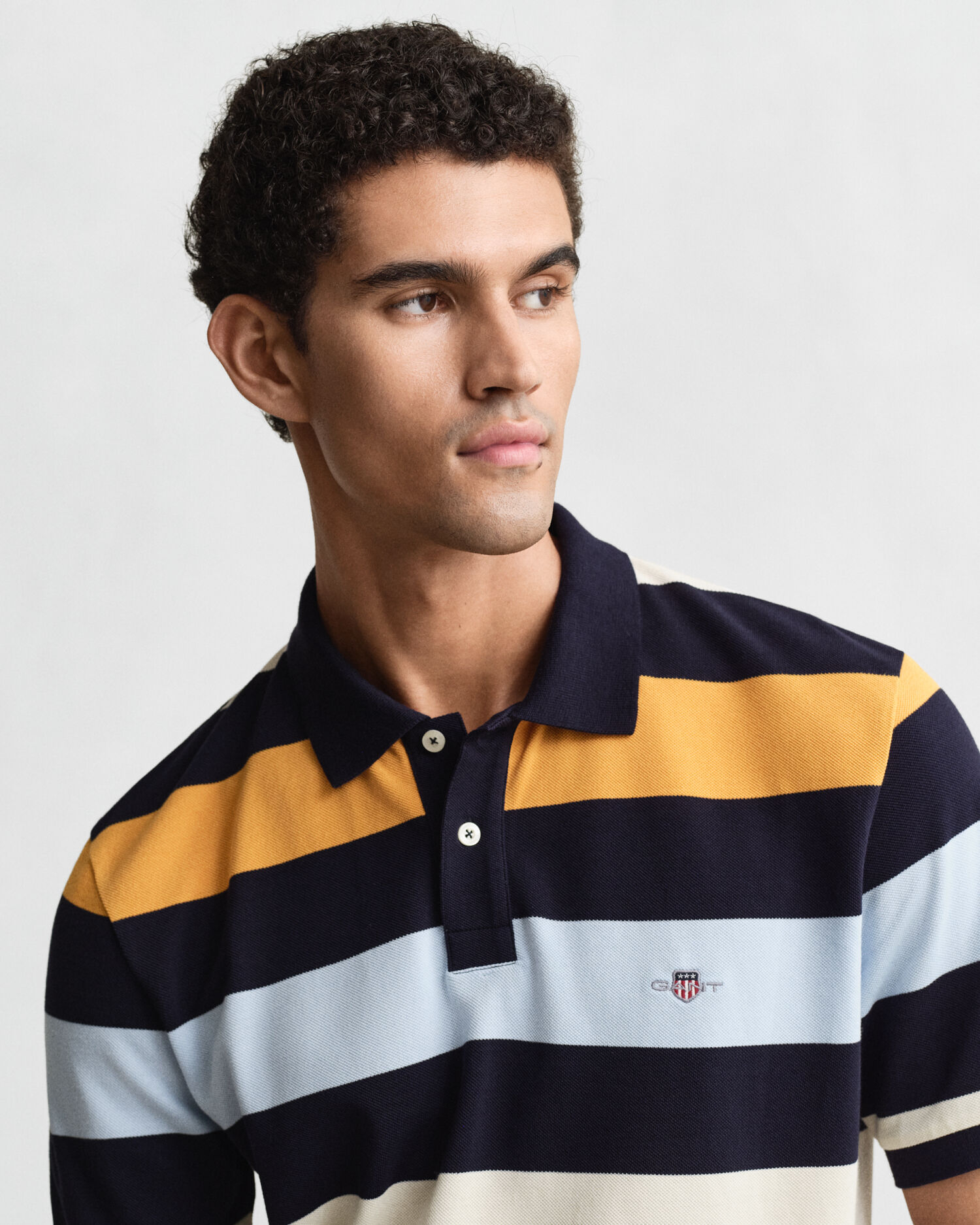 Striped Polo Shirt — EVENING BLUE